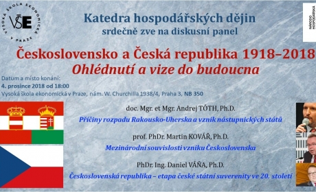 „Československo a Česká republika 1918-2018. Ohlédnutí a vize do budoucna“, diskuzní panel KHD, dne 4.12.2018